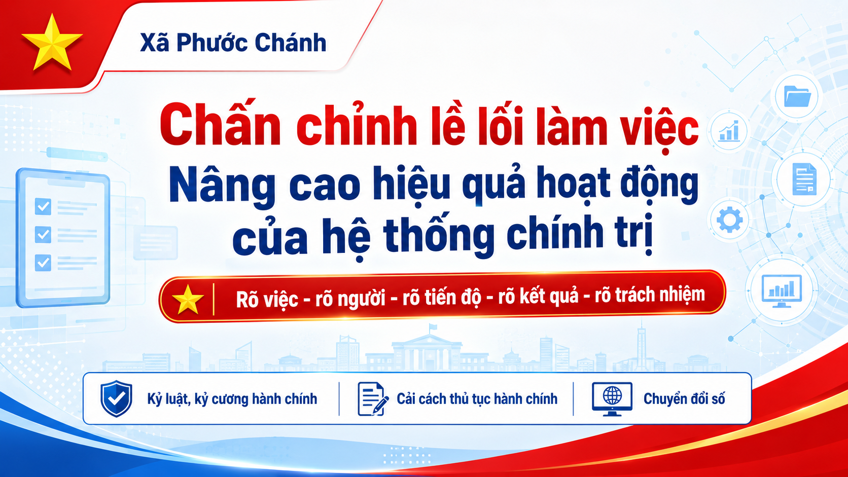 Xã Phước Chánh triển khai chấn chỉnh lề lối làm việc, nâng cao hiệu quả hoạt động của hệ thống chính trị