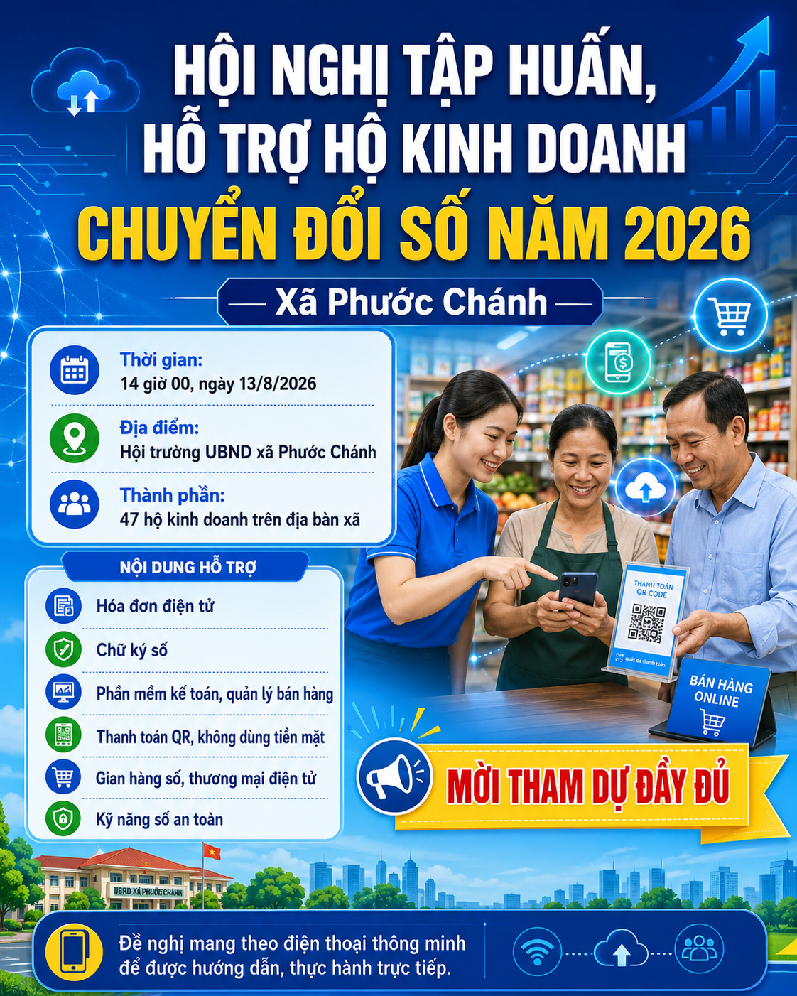 Phước Chánh tổ chức Hội nghị tập huấn, hỗ trợ hộ kinh doanh chuyển đổi số năm 2026